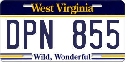 WV license plate DPN855