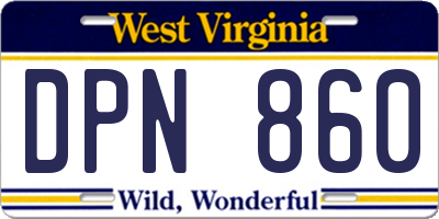 WV license plate DPN860