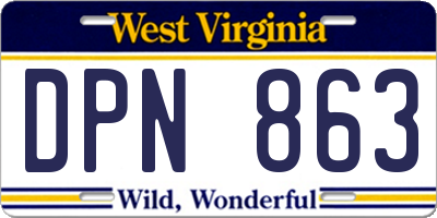 WV license plate DPN863