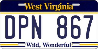 WV license plate DPN867