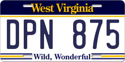 WV license plate DPN875