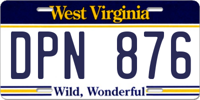 WV license plate DPN876