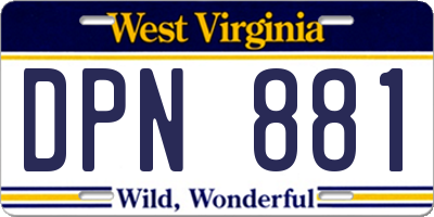 WV license plate DPN881