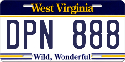 WV license plate DPN888