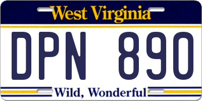 WV license plate DPN890