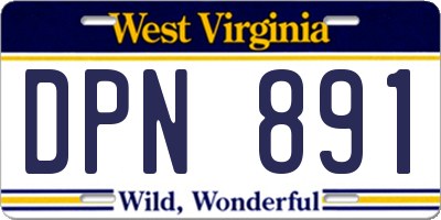 WV license plate DPN891