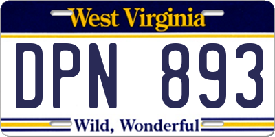 WV license plate DPN893