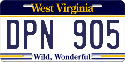 WV license plate DPN905
