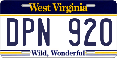 WV license plate DPN920