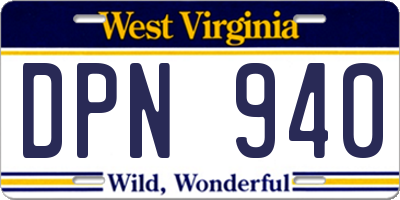 WV license plate DPN940