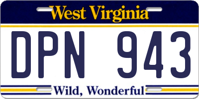 WV license plate DPN943