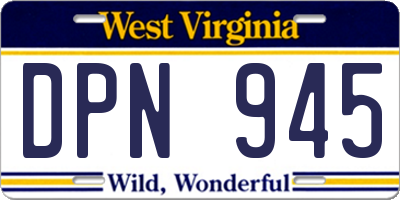 WV license plate DPN945