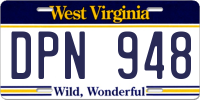 WV license plate DPN948