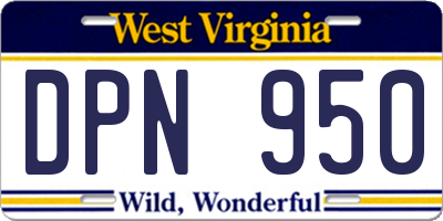 WV license plate DPN950