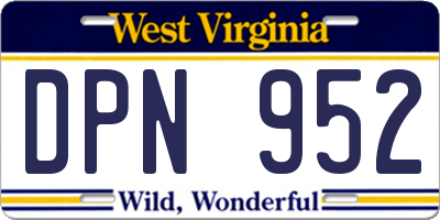 WV license plate DPN952
