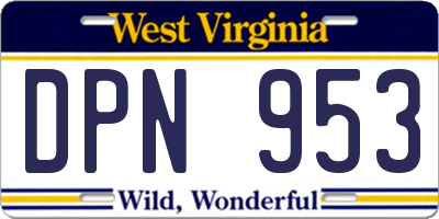 WV license plate DPN953
