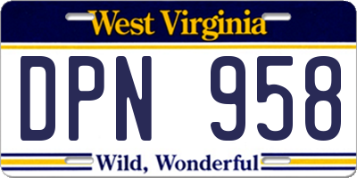WV license plate DPN958