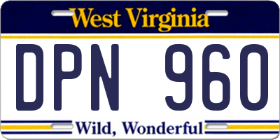 WV license plate DPN960