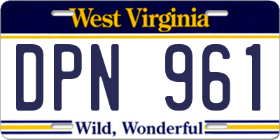 WV license plate DPN961