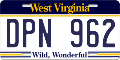 WV license plate DPN962