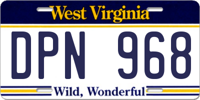 WV license plate DPN968