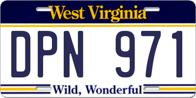 WV license plate DPN971