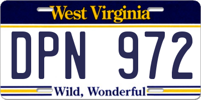 WV license plate DPN972