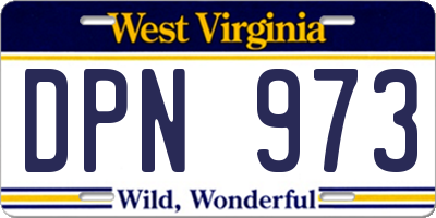 WV license plate DPN973