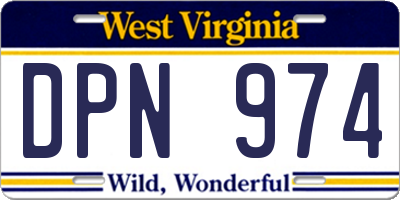WV license plate DPN974