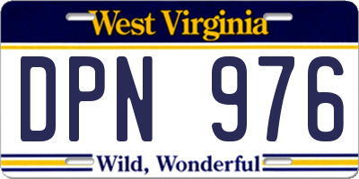 WV license plate DPN976