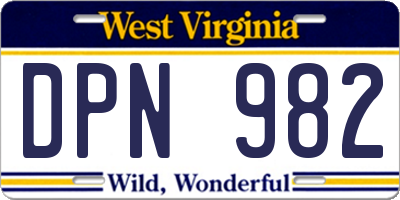 WV license plate DPN982
