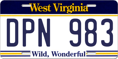 WV license plate DPN983