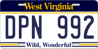 WV license plate DPN992