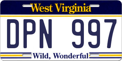 WV license plate DPN997