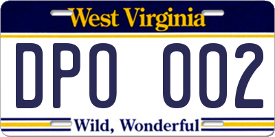 WV license plate DPO002