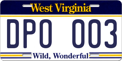 WV license plate DPO003
