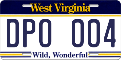 WV license plate DPO004