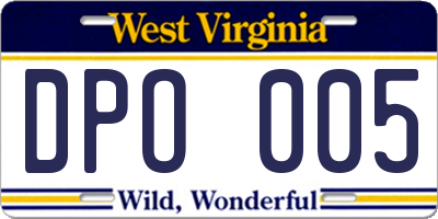 WV license plate DPO005