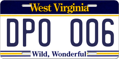 WV license plate DPO006