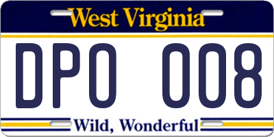 WV license plate DPO008