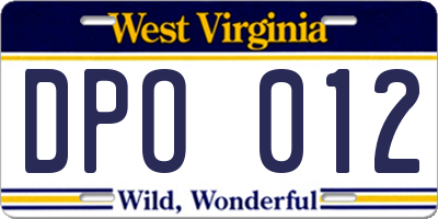 WV license plate DPO012