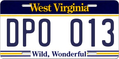 WV license plate DPO013
