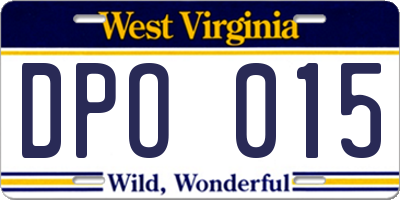 WV license plate DPO015
