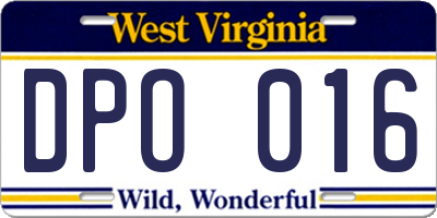 WV license plate DPO016