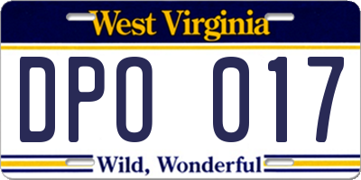 WV license plate DPO017