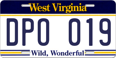 WV license plate DPO019