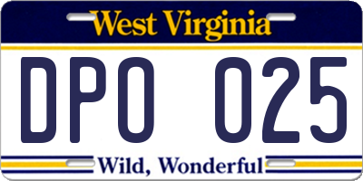 WV license plate DPO025