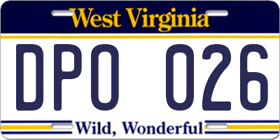WV license plate DPO026