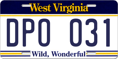 WV license plate DPO031