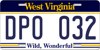 WV license plate DPO032